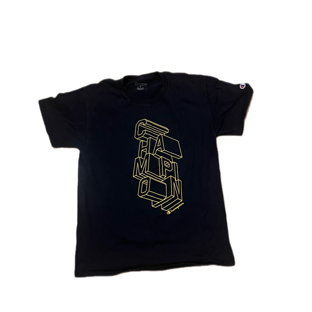 Champion Young Men’s Black and Gold Graphic Tee Size Medium